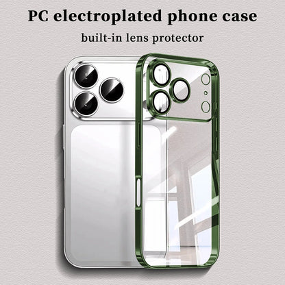 Luxury Plating Transparent Phone Case For iPhone 17 16 15 14 13 Pro Max 17Pro Lens Protection Shockproof Clear Bumper Back Cover