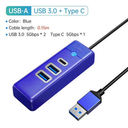 ORICO Usb Hub 5Gbps USB 3.0 3/4 Ports High Speed Mini Usb Splitter OTG Adapter for Desk PC Computer Accessories Hub Dock Station