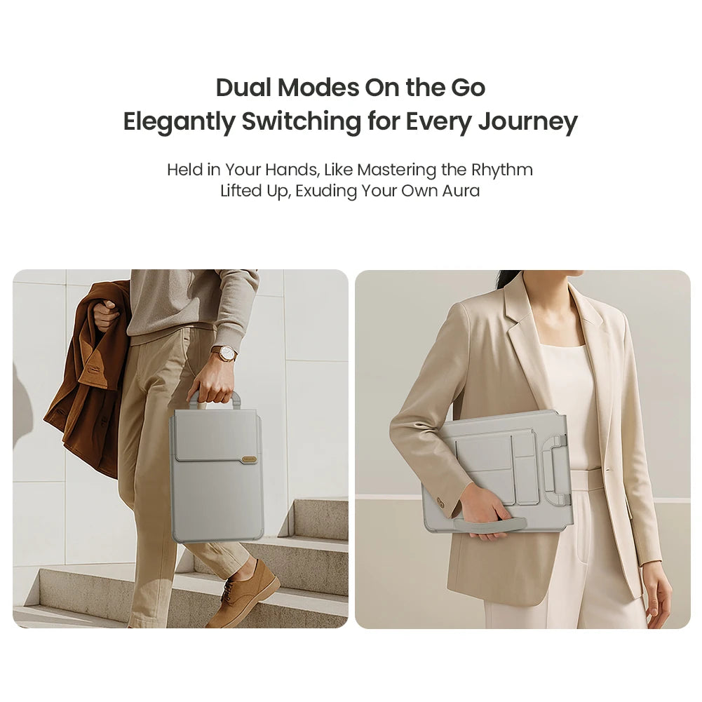 NILLKIN Portable Leather Laptop Sleeve Case Bag for Macbook Air 13 14 15 16 inch M4 M3 M2 Mac Book Pro Adjustable Stand Cover