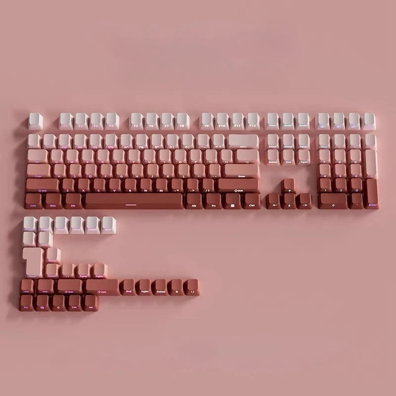 Gradient Gray Double Shot RGB Backlit Keycaps OEM Profile 135+ Keys Side Printed PBT Keycaps for Cherry MX Switches Keyboards