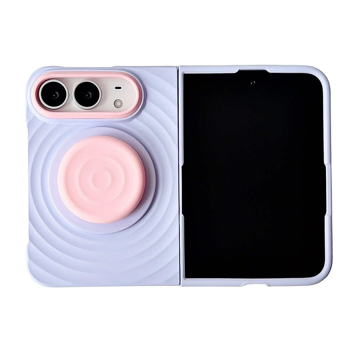 Case For Apple iPhone Duo For Foldable iPhone Duo For Magsafe With  Magnetic Ring Ripples Stand Luxury Silicone Ripples Cover