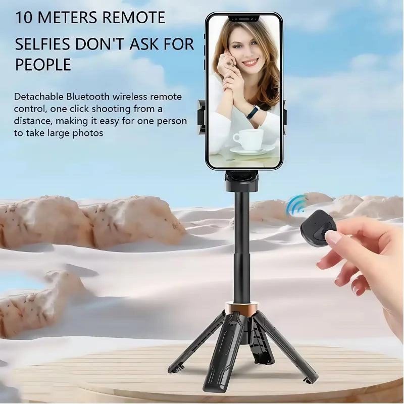 Portable mini Selfie Stick, Mobile Phone Stand, Shooting assistant, Multi-Functional Integrated Design, Bluetooth Remote Control