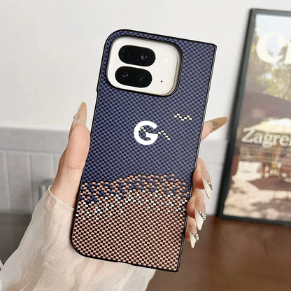 Kevlar Painted Carbon Fiber Texture Case for Official Google Pixel 11 10 Pro Fold for Magsafe Magnetic Wireless Charging Funda