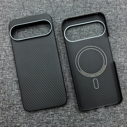 For Google Pixel 11 Pro XL Carbon Fiber Phone Case, Pixel 11, 11Pro Aramid Magnetic MagSafe Ultra-Thin Shockproof Black Case.