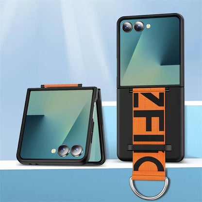 Wrist Strap Ring Holder Phone Case for Samsung Galaxy Z Flip 8 7 6 5 Luxury Matte PC Shockproof Hand Chain Band ZFlip 7 FE Cover