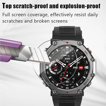3pcs Tempered Glass Films Guard for Huami Amazfit T-rex 3 Smart Watch Trex 3 Screen Protector Protective Glass Film
