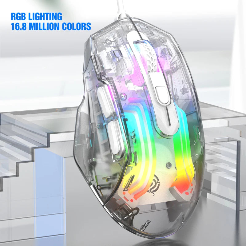 K-Snake Q16 wired transparent esports mouse macro programming desktop computer laptop home RGB office game mute