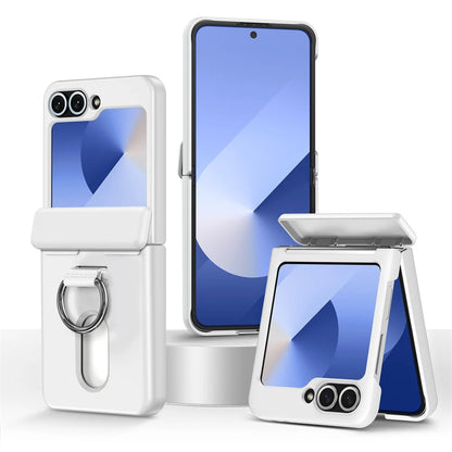 Luxury Wallet Clip Flip Slot Card Phone Case for Samsung Z Flip 8 7 6 5 5G Flip6 ZFlip5 ZFlip6 Finger Ring Shockproof PC Covers