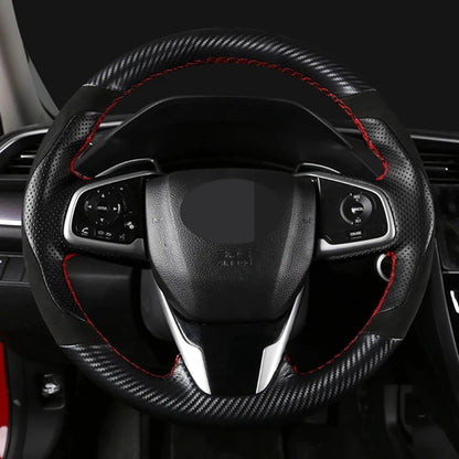 Car Steering Wheel Cover Non-slip Carbon Fiber Suede Braid For Honda Civic 10 2016-2021 CR-V CRV 2017-2021 Clarity 2018-2021