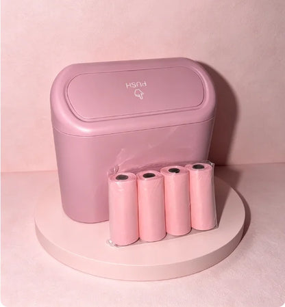 Car Trash Can, Mini Leakproof Trash Can for Car Desk, Thickened Garbage Bags Included, Portable Small Waste Bin for Vehicle
