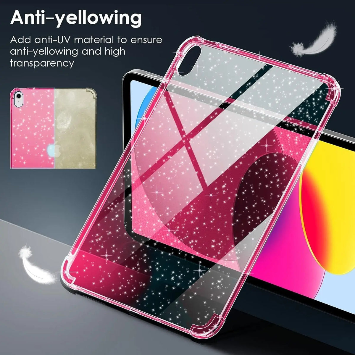 Case for iPad (A16) 11th 10th Generation 2022/2025 10.9/11 inch ,Lightweight and Thin, Soft TPU with Air Bumper, Glitter Pink