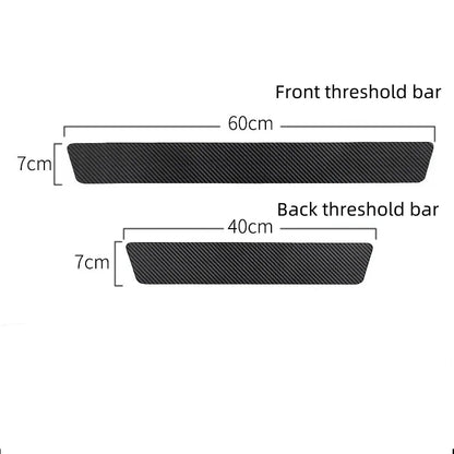 4pcs Thick Car Door Plate Protective Stickers Carbon FiberLeather Car Sticker Sill Scuff Cover Anti Scratch Decal