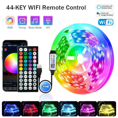 RGB Led Strip Lights 5m 10m 20m 30m Led Room Light with APP Control Flexible Ribbon Luces Led Tape for Room Bedroom Decoration