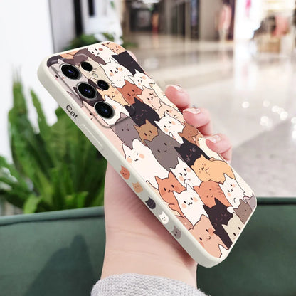 Stacking Cat Phone Case For Samsung Galaxy S25 FE S24 S23 S22 S21 S20 Ultra Plus Note 20 Ultra 10 Plus Cover