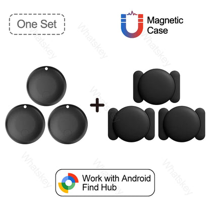 1-4PCS Mini GPS Locator Android Anti-Lost Alarm Google Find Hub Wallet Key Smart Tag with Strong Magnetic Suction Silicone Shell