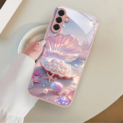 Hard Glass Flowers Case For Samsung S26 S25 Ultra S24 S23 Plus S21 FE S22 A57 A56 5G A55 A54 A36 A53 A52S A17 A34 A51 Case Cover