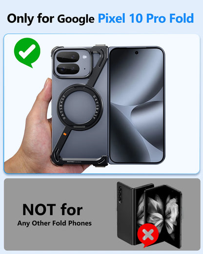 Eary Frameless Case for Google Pixel 9 10 Pro Fold 360°Rotatable Magnetic Ring Stand Phone Case Metal Drop Shockproof Protective