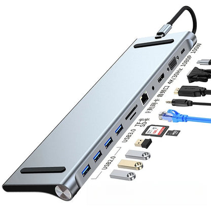 10/11/12-in-1 Docking Station Laptop Stand Audio USB Type-C 4K HDMI 100W PD SD/TF Display Port For Macbook PC Computer Hub