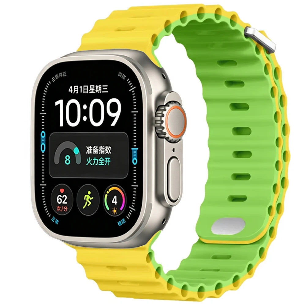 Ocean Silicone strap For Apple Watch Ultra 4 3 2 1 Band 49mm 12 11 10 9 8 7 46mm 45mm 41mm band iWatch 6 5 4 SE3 44mm 40mm 42mm