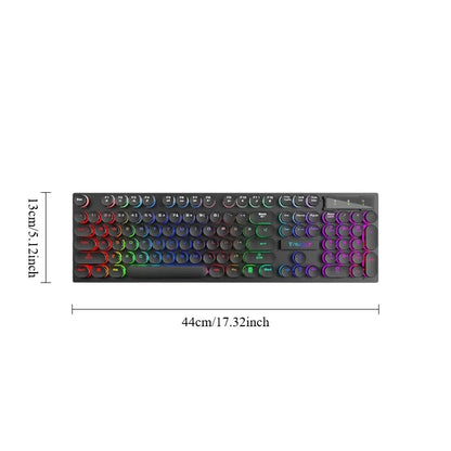 T80 Gaming Mechanical Feel Keyboard Wired 104 Keys Keyboard USB Retro Punk Game Office Suspended Keycap Cool RGB Lighting Effect