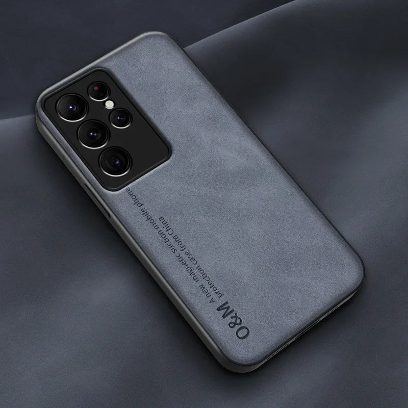 Magnetic Leather Phone Case For Samsung Galaxy S10 S20 S21 FE S22 S23 Plus Note 9 10 20 Ultra Build-in Magnet iron Soft Cover