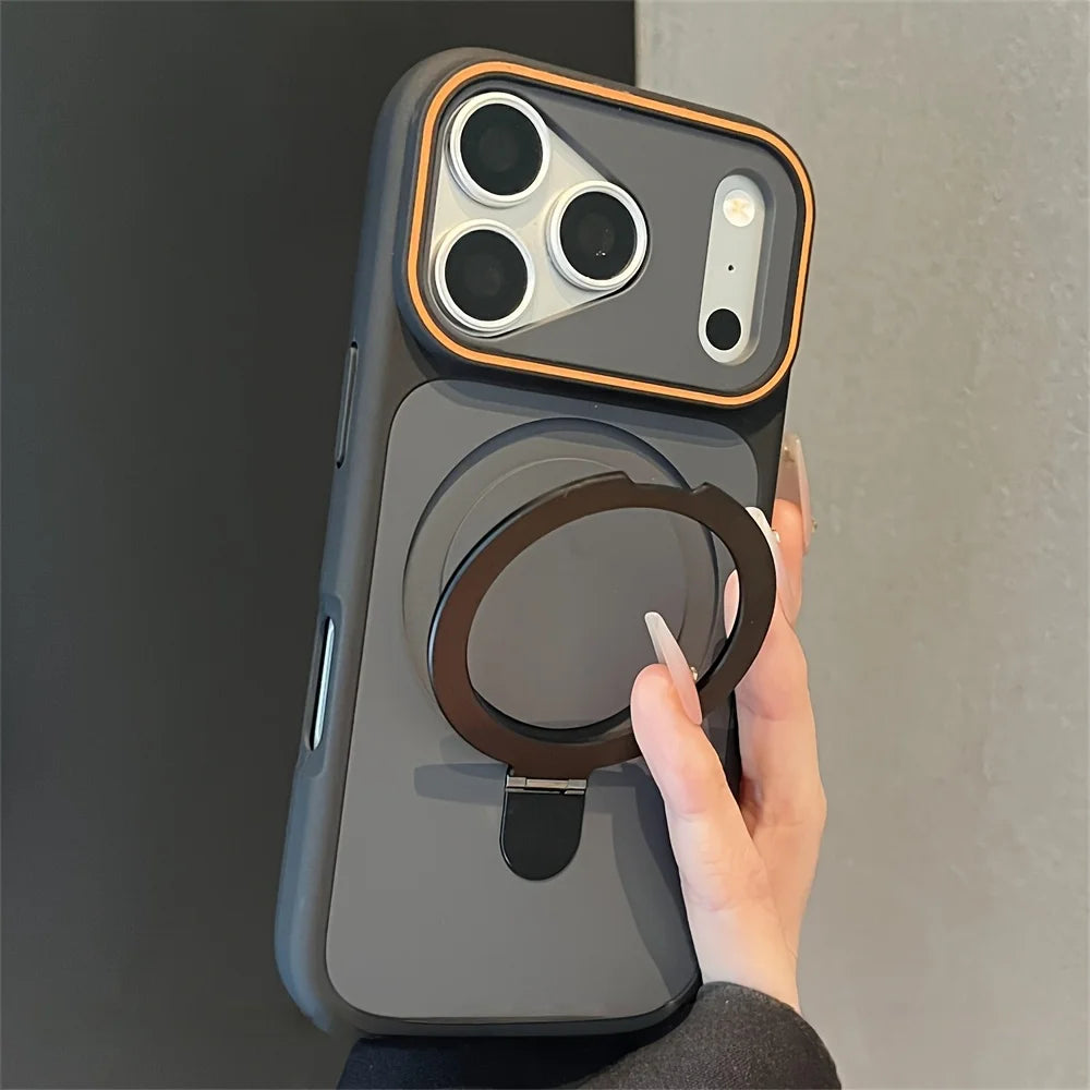 Luxury Dual Tone Metal Ring Holder for Magsafe Case for IPhone 17 Air 16 15 14 Plus 13 12 Pro Max Magnetic Wireless Charge Cover