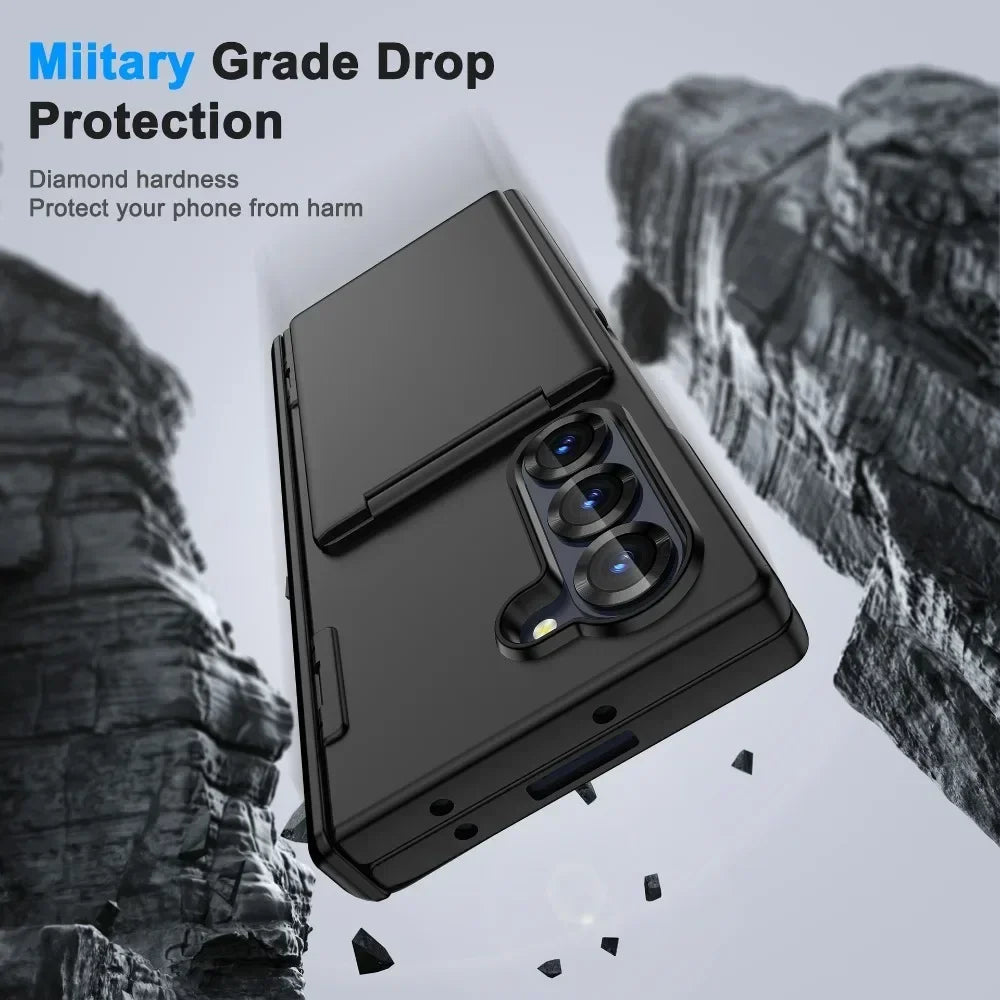 Luxury Flip Kickstand Phone Case For Samsung Galaxy Z Fold 7 6 Fold7 Fold6 5G Folding Bracket Matte Cover with Card Holder
