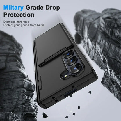 Luxury Flip Kickstand Phone Case For Samsung Galaxy Z Fold 7 6 Fold7 Fold6 5G Folding Bracket Matte Cover with Card Holder