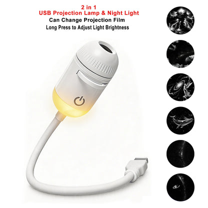 USB Galaxy Projector Light Car Roof Ambient Light Adjustable Focus Car Atmosphere Projection Lamp Romantic Room Star Night Light