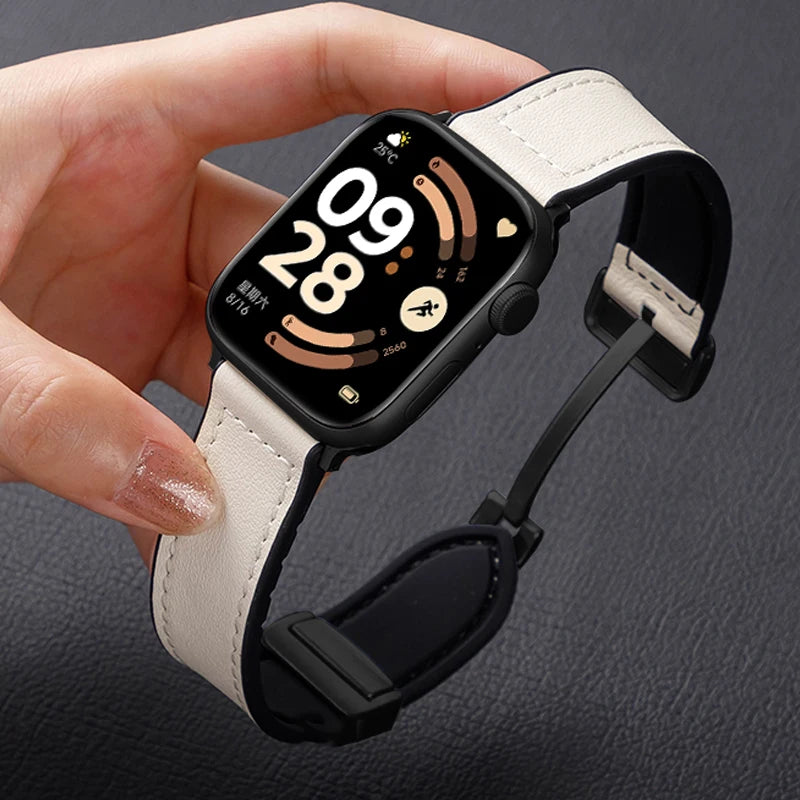 Magnetic Strap For Redmi Watch 6 5 4 Bands Silicone Leather Watchband Correa For Xiaomi Mi Band 9 Pro/8 Pro Bracelet Accessories