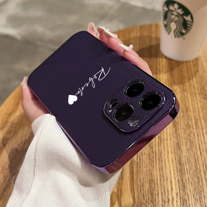 Luxury Plating Leather Personalized Name Case For iPhone 11 12 13 14 15 16 Pro Max Customized DIY Shockproof Cover 15 14 Pro Max