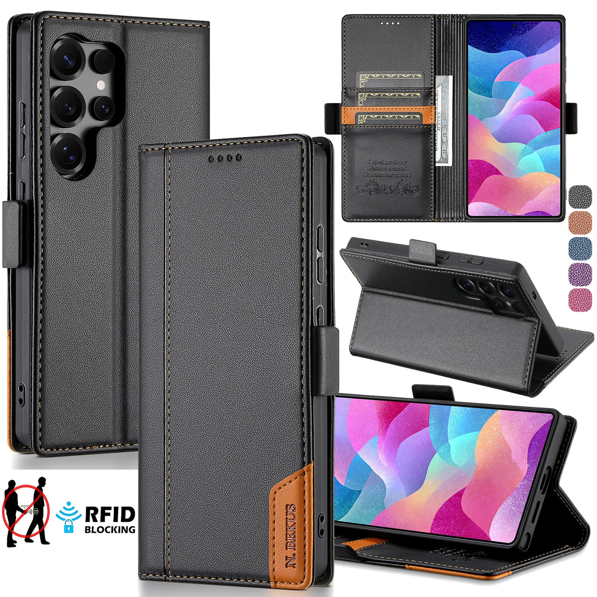 Business Leather Flip Case For Samsung Galaxy S25 S24 S26 Ultra S23 S22 S21 S20 Plus FE S25Edge S10 Magnetic Wallet Card Cover