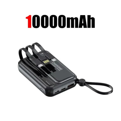 Lenovo New 500000mAh 4 Cables High Capacity Mini Power Bank Fast Charging Portable External Battery Supply New For iPhone Xiaomi