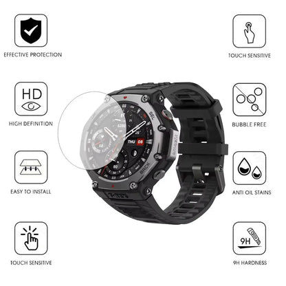 2-in-1 Protective Case + Screen Protector Glass for Amazfit T Rex 3 TRex 3 Smart Watch Bumper Protective Cover Tempered Glass