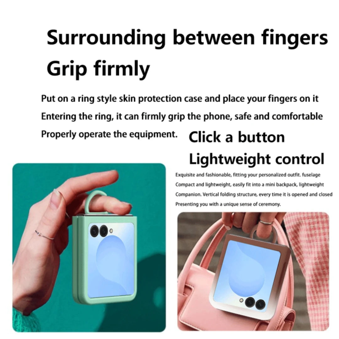 Luxury Large Window Gradient Color Silicone Ring Protect Phone Case For Samsung Galaxy Z Flip 8 7 6 5 Z Flip7 FE Skin Feel Cover