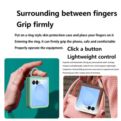 Luxury Large Window Gradient Color Silicone Ring Protect Phone Case For Samsung Galaxy Z Flip 8 7 6 5 Z Flip7 FE Skin Feel Cover