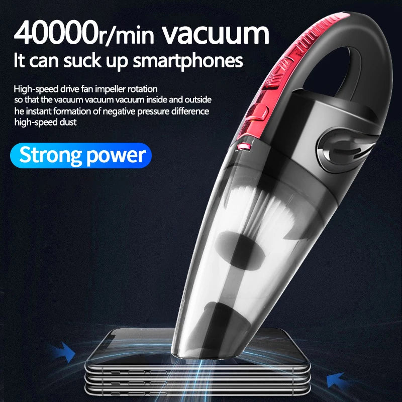 Portable wireless vacuum cleaner, multi-function car and home dual-use, rechargeable, long-lasting battery life, strong suction