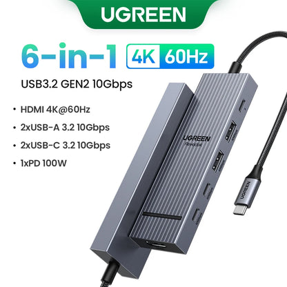 UGREEN USB C HUB 10-in-1 4K60Hz HDMI USB3.2 10Gbps PD100W RJ45 USB Splitter Dock for Laptop MacBook iPad Phone Docking Station