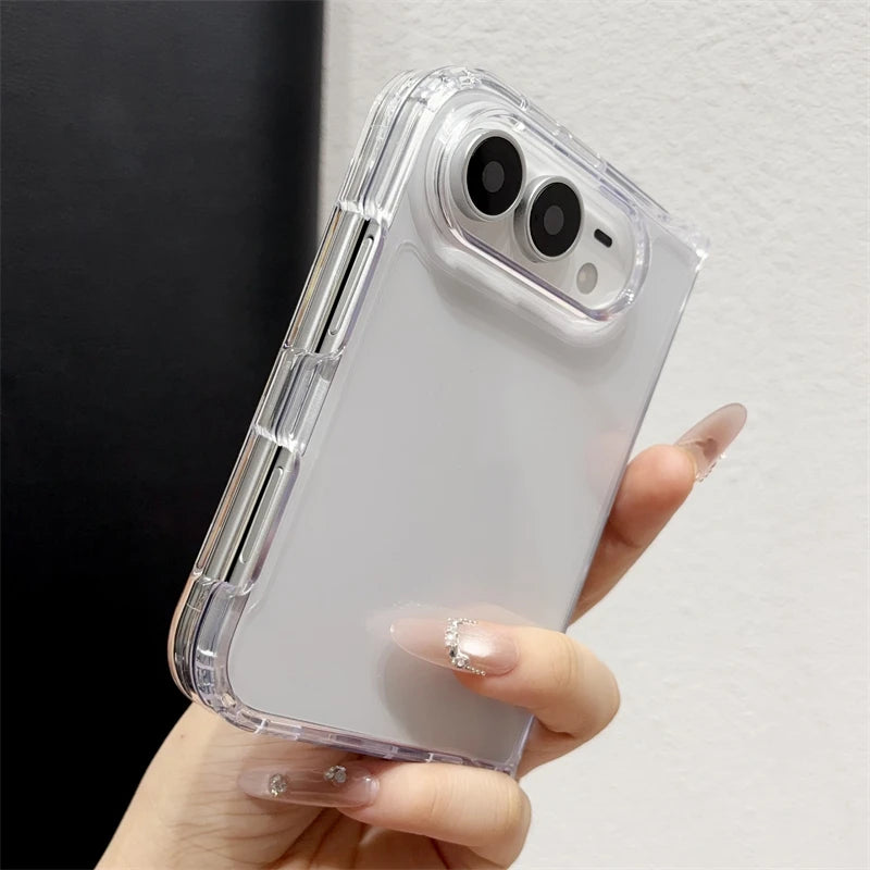 New Simple HD Transparent Acrylic Folding Phone Case For iPhone Duo Ultra 18Duo Fold TPU Bumper Shockproof Hard Clear Back Cover