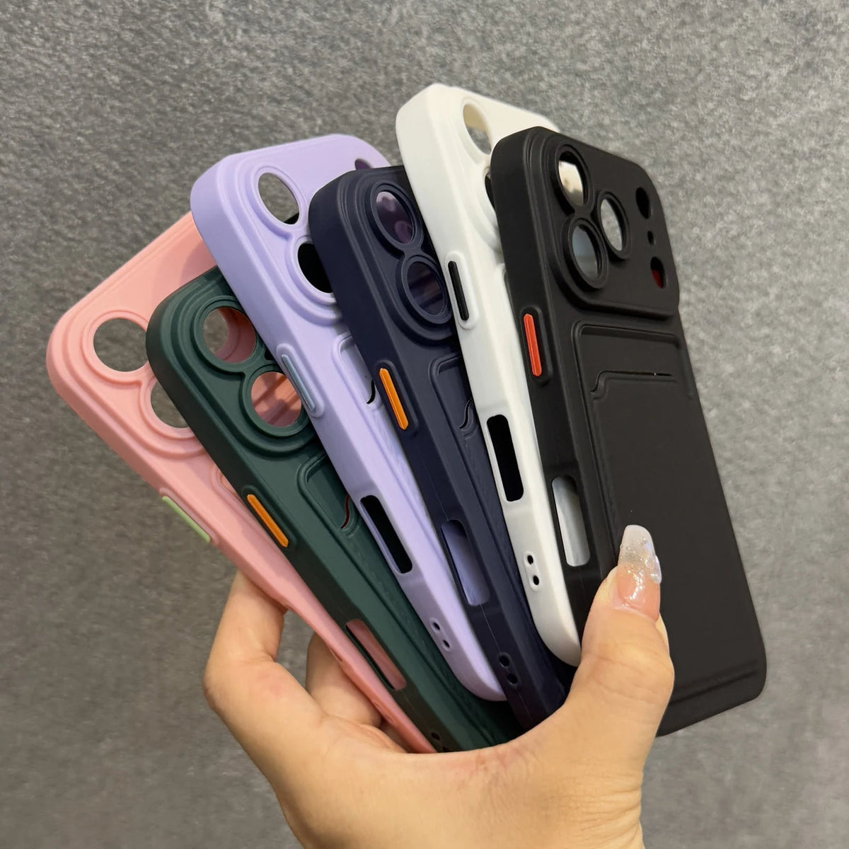 Classic Frosted Solid Colours Card Case For iPhone 17 Pro Max 16 15 14 13 12 11 Pro Max Mini Plus Silicone Drop-proof Soft Cover