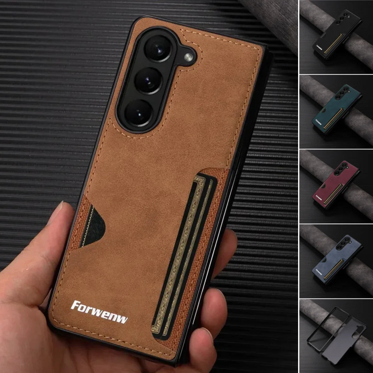 Luxury PU Leather + PC Hold Case for Samsung Galaxy Z Fold 8 Ultra 7 6 5 4 3 Fold7 Fold6 Fold8 Card Slot Phone Cover Etui Coque