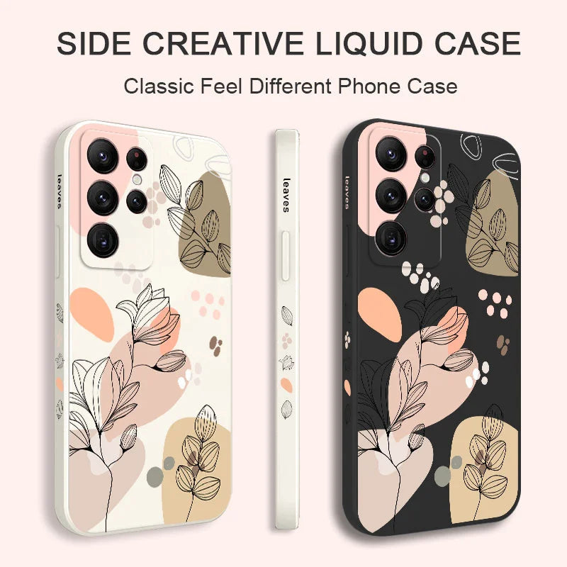 Abstract Plants Phone Case For Samsung Galaxy S25 S24 S23 S22 S21 S20 Ultra Plus FE S10 S9 S10E Note 20 Ultra 10 9 Plus Cover