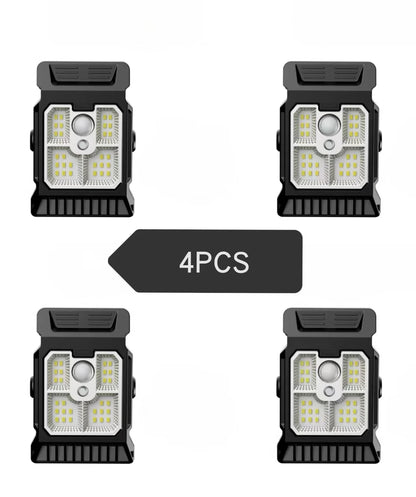 1-4PCs Solar Clamp on Sensor Motion Lights Outdoor Waterproof Work Light 3 Lighting Mode Camping Lamp Fence Wall Garage Led Lamp