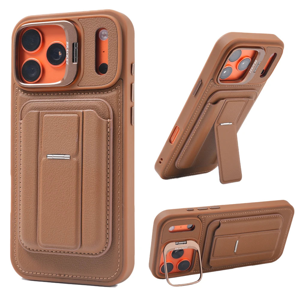 3 IN 1 Matte Leather Texture Wallet Card Slots Holder Phone Case For iPhone 17 Pro 17 Pro Max Phone Wallet Case