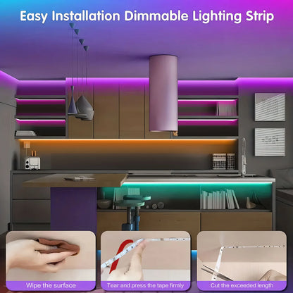 LED Strip Lights, RGB Color Changing Led Strip Lighting with 24-Key Remote and  APP Control, Music Sync Lights