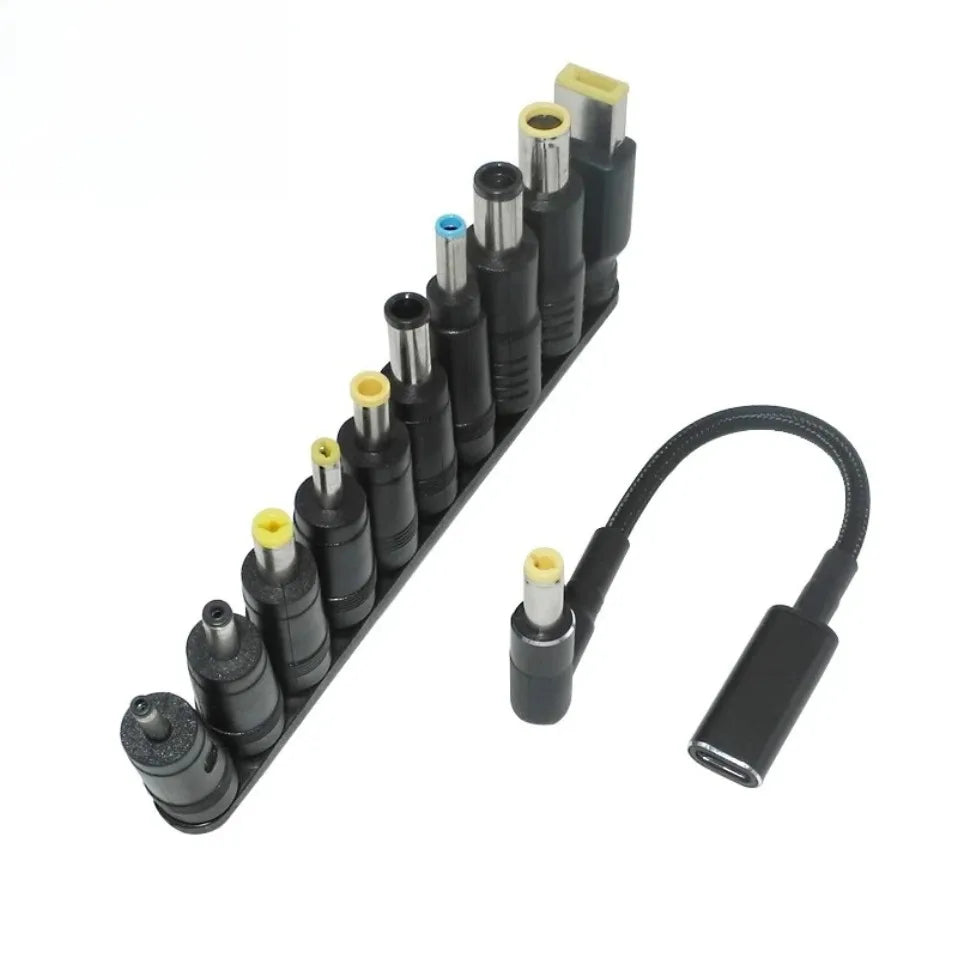 100W USB C to DC Power Adapter Kit 10 Tips Universal Laptop Charger Converter For Lenovo HP Dell Asus Acer Samsung Notebook Home