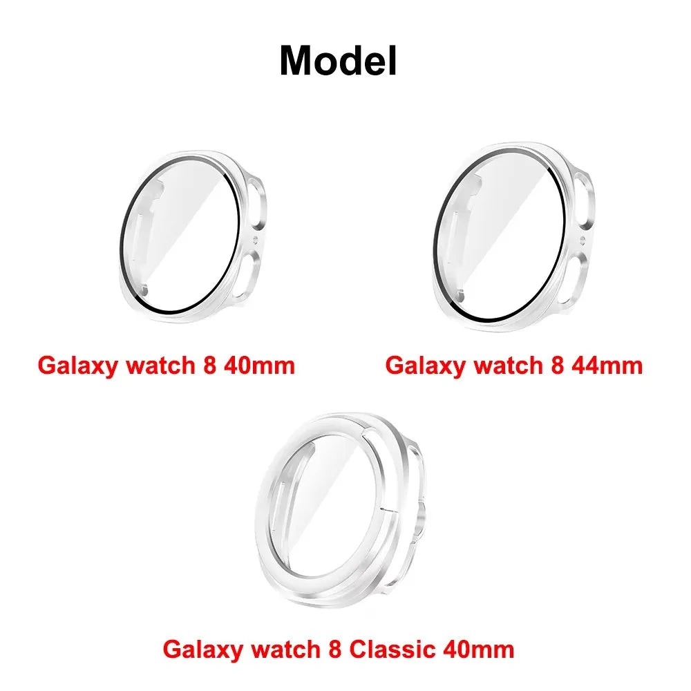 Tempered Glass+Case For Samsung Galaxy Watch8 40mm44mm, All-Around Screen Protector Hard PC Bumper For Galaxy Watch 8 Classic 46