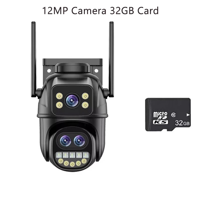 12MP PTZ Wifi Camera IP 8X Digital Zoom Outdoor Dual Screen Color Night Vision 8MP CCTV Video Surveillance Camera Wireless ICSee