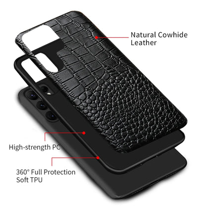 LANGSIDI Genuine Leather Phone Case for Samsung Galaxy S25 S24 S23 Ultra S22 Plus S21 FE S 24 23 A55 A54 5G Protector Back Cover