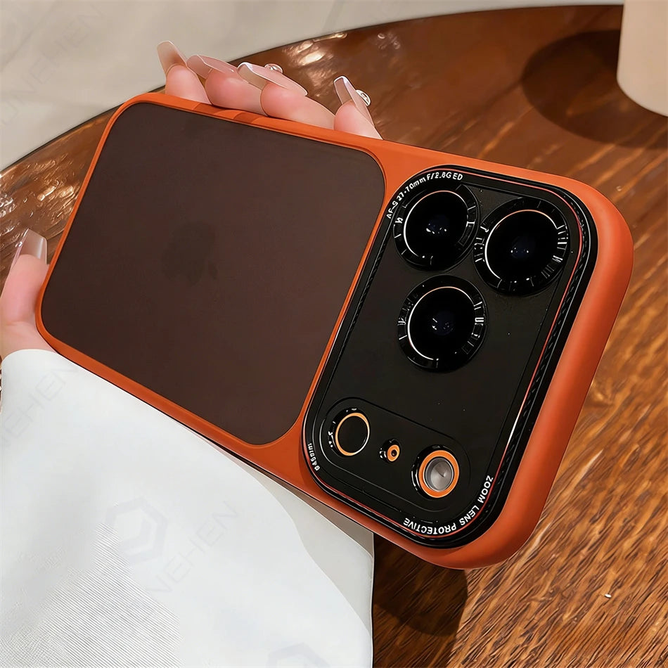 New Silicone Bumper Translucent Case For iPhone 17 18 Pro Max Orange Camera Lens Protection Shockproof Matte Clear Back Cover